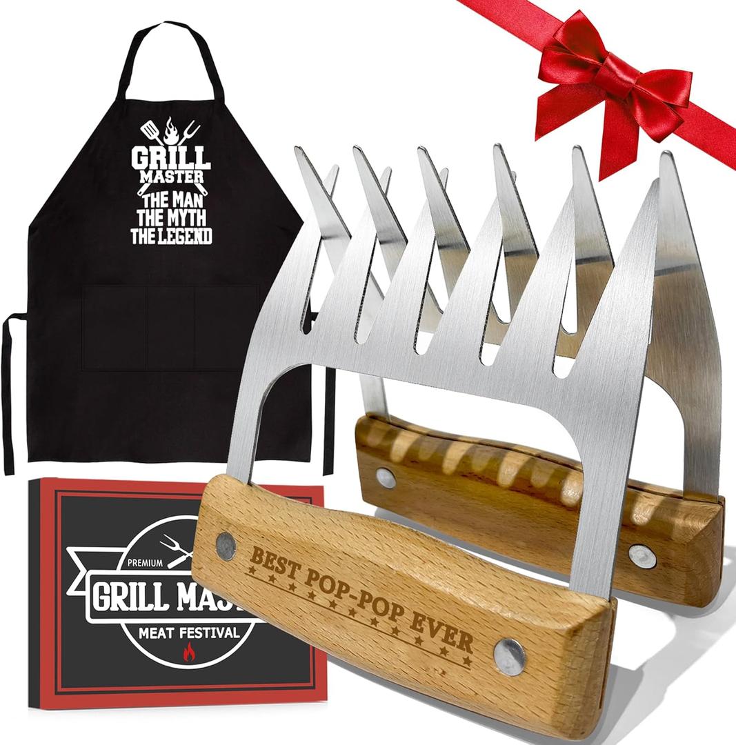 Pop Pop Gifts, Poppop Fathers Day Meat Claw Gifts from Grandkids, Meat Shredder Claws for Pork, Chicken BBQ Smoker Accessories, Pops Birthday Gift for Outdoor Indoor Cooking Christmas New Year Party