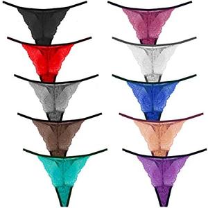 Umiehary 10 Pieces Low Rise G String Lace Breathable T Back Women Thongs S