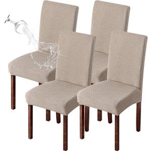 Genina Waterproof Chair Covers for Dining Room Set of 4 Kitchen Chair Covers Parson Dining Chair Slipcover, Khaki