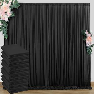 50 ft x 8 ft Black Backdrop Curtain for Parties, 10 Panels 5 ft x 8 ft Wrinkle Free Polyester Photo Black Backdrop Drapesfor Graduations Birthday Wedding Party Stage Curtains Home Decoration Supplies