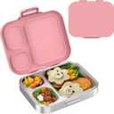 Stainless Steel Lunch Box, Leak-Proof with free sealing Bento Box 3 Compartments, Metal Lunchbox for Travel & Work, Eco-Friendly Meal Storage Solution Pink