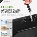 FRUITEAM Umbrella Base with Wheels, 110 LBS Heavy Duty Patio Umbrella Stand, Fillable Weighted Umbrella Base Holder for Patio, Deck, Poolside, Rust-Resistant and Windproof Design - Black