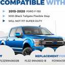 ECOTRIC Center Tailgate Molding Trim Compatible with 2015-2020 Ford F150 F-150 Replacement for FL3Z9940602B FO1904135 Flexible Flex Step Cap Top Trim Protector Cover w/Release Button