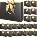 MelonArt Gift Bags with Handles, 15PCS Large Thank You Gift Bag 11.8 x 10 x 4'', Party Favor Wrap Bags Bulk with Bow Ribbon for Wedding Bridal Shower Birthday (Black and Gold)