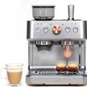 Caf Bellissimo Semi Automatic Espresso Machine + Milk Frother | WiFi Connected, Smart Kitchen Essentials | Built-In Bean Grinder, 15-Bar Pump & 95-Ounce Water Reservoir | Steel Silver