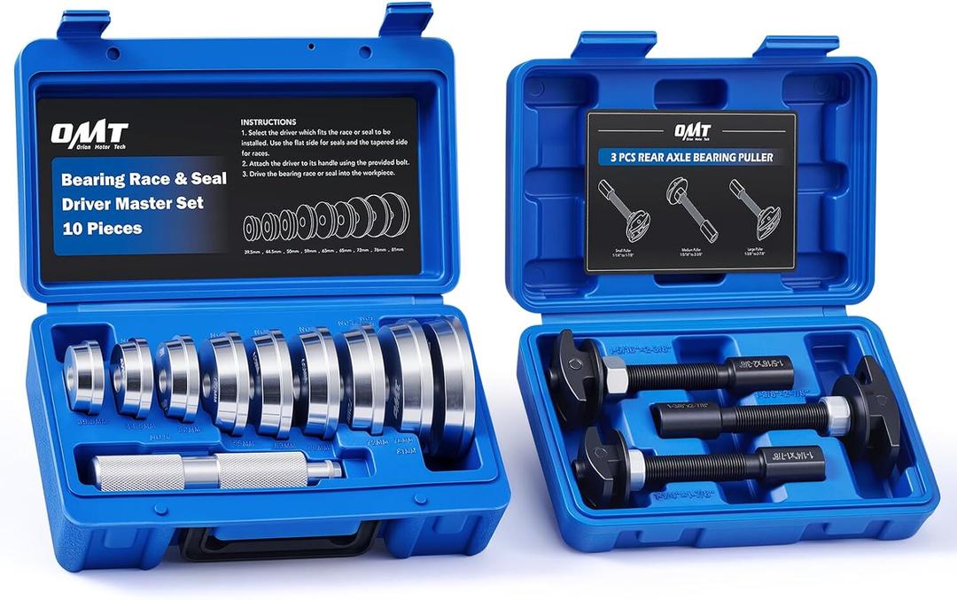Orion Motor Tech Bearing Service Kit, 13pc Rear Axle Bearing Puller & Bearing Seal Driver Kit with 3 Pullers 9 Driver Discs, Rear Wheel Bearing Removal Tool Bearing Race Remover & Installer Tool Kit