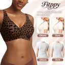 Jelly Wireless Bras for Women Comfortable Seamless Plunge Push Up No Underwire Adjustable Straps Tshirt Bra Leopard Coffee, XL