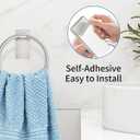 STWWO Brushed Nickel Towel Ring, Hand Towel Holder for Bathroom, Self Adhesive Hand Towel Rings for Bath, Kitchen, RV, No Drill Hole