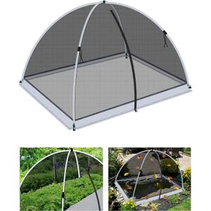 5 * 7ft Pond Cover Dome,Garden Pond Net Pond Mesh Tent with Ropes, Stakes and Fiberglass Poles, Pond and Garden Cover Protective Tent Dome Netting for Pond Pool and Garden