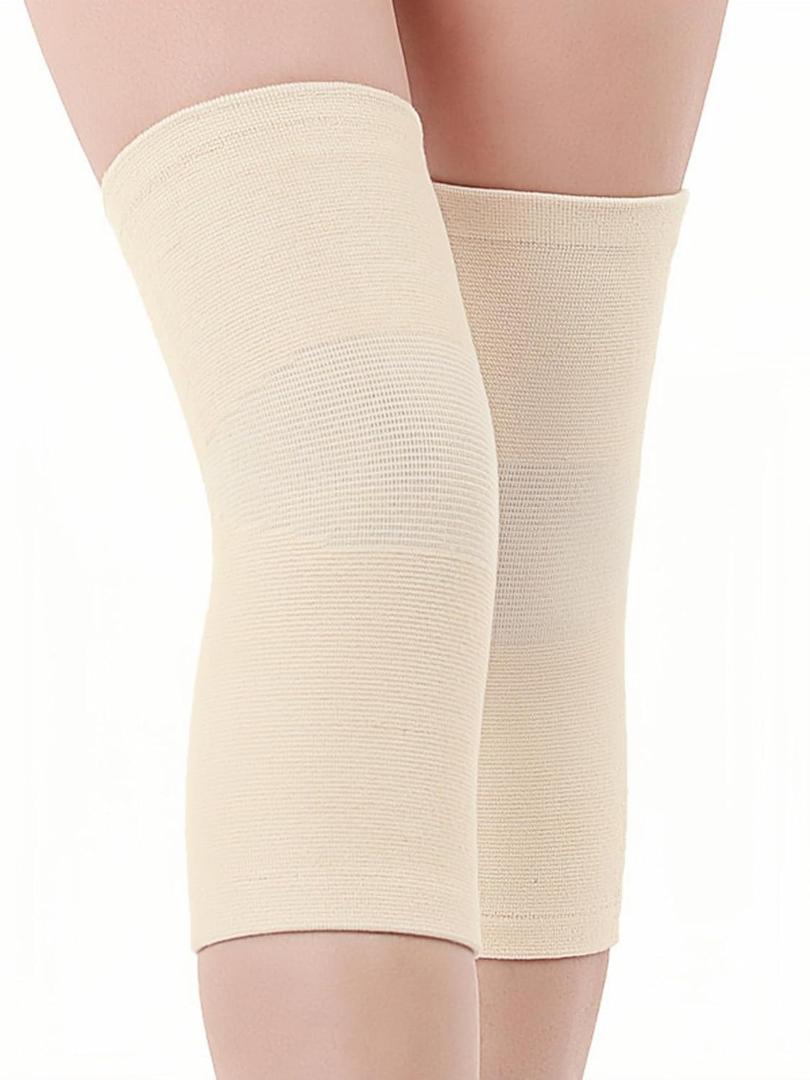 Bamboo Knee Sleeves, 2-Pack Knee Compression Sleeve Women Men Elastic Warm Slip-on Recovery Knee Brace for Arthritis Knee Pain (X-Large, Skin)