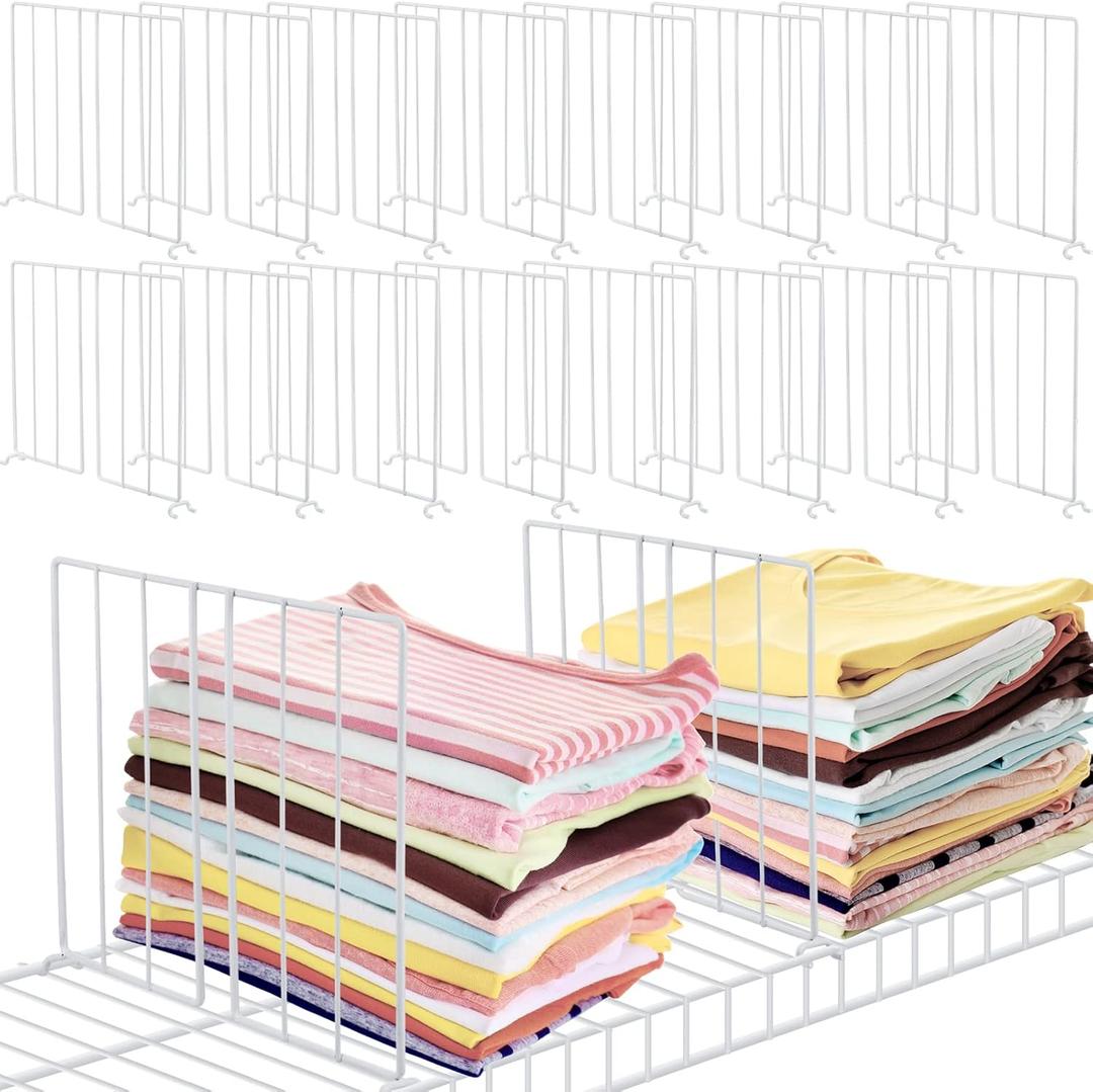 Amylove 12 Pcs Wire Shelf Divider for Wire Shelves Closet Organization Clothes Wardrobe Separators Closet Organizer Dividers Storage Rack Separator for Cabinets Kitchen Office, White