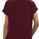 WIHOLL Womens Tops Dressy Casual Rolled Short Sleeve V Neck T Shirts Summer Business Work Blouses Crepe Texture Outfits