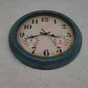 zyzamay 13 Inch Outdoor Clock with Thermometer and Hygrometer, Waterproof and Silent, Large Easy-to-Read Numbers, Ideal for Bedroom,Office,Living Room,Porch,Garden,Pool(Green)