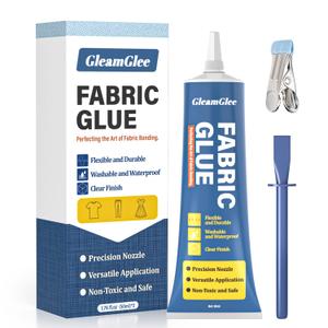 Fabric Glue, Permanent Extra Strong Clear Washable Fabric Adhesive for Clothing Repairs, Patches, Denim, Rhinestones, Felt, Crafts & Upholstery, 1.76 oz (EXP 20208/03/23)