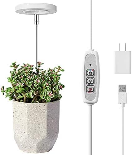 LORDEM Grow Light, Full Spectrum LED Plant Light for Indoor Plants, Height Adjustable Growing Lamp with Auto On/Off Timer 4/8/12H, 4 Dimmable Brightness, Ideal for Small Plants