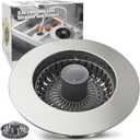 Kitchen Sink Drain Strainer, 3 in 1 Pop Up Kitchen Sink Stopper, with an Extra Basket Strainer, Universal for US Standard 3-1/2 Inch, Chrome Silver