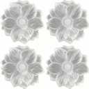 15" Silver Flower Round Placemats Set of 4 PVC Waterproof Heat-Resistant Easy Clean Table Mats 39cm Round Dining Mats