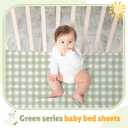 SmoothNovelty 4 Pack Silly Goose Crib Fitted Sheet for Boys Girls - 52" x 28" Fitted Baby Sheet with Goose and Gingham Style for Standard Mattress Gift Set, Microfiber & Soft Breathable(Green)