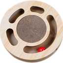 Cat Toy 3in 1 Kitten Puzzles Toys for Bored Indoor Cats with Cardboard and 2 Bell Balls Round Cats Scratcher