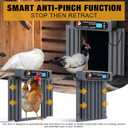 Automatic Chicken Coop Door, Extra Large Size, Anti-Pinch Design,Programmable Timer & Light Sensor Modes, Large LCD Display, Solar Powered Auto Chicken Door Opener (50m)