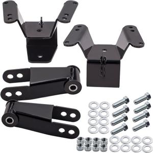 Tuningsworld 4" Lowering Spring Shackle and Hanger Kit for Chevy for GMC C10 1973-1987 2WD Rear Drop Kits