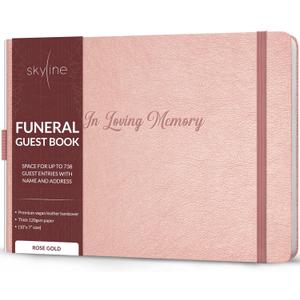 Skyline Funeral Guest Book for Memorial & Funeral Services  In Loving Memory Guest Sign In Book for Funerals  738 Guest Entries with Name & Address, 129 Pages, Hardcover, 10x7 (Rose Gold) Skyline Funeral Guest Book for Memorial & Funeral Services  In Loving Memory Guest Sign In Book for Funerals  738 Guest Entries with Name & Address, 129 Pages, Hardcover, 10x7 (Rose Gold)