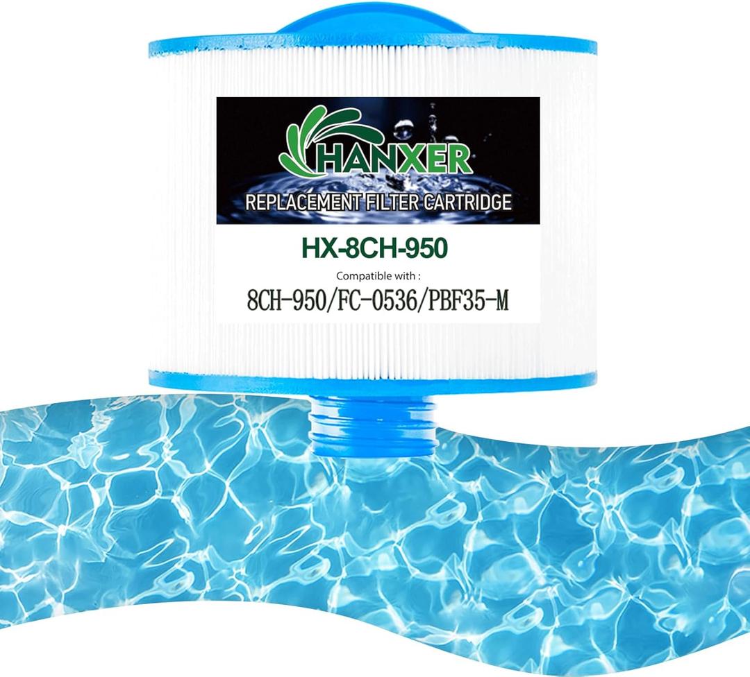 HANXER 8CH-950 Spa Filter Cartridge Replaces for PBF35, PBF50-F2S, Filbur FC-0536, Excel Filters XLS-834, Aladdin 15052, AK-90311, 10-2785, 80503 Hot Tub Filter, 50 sq.ft, 1 Pack