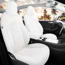 Tesla Model Y Seat Covers White Tesla Car Seat Cover 12pcs Waterproof Nappa Leather Seat Cover Fully Wrapped Customized for Tesla Model Y 2020-2024 (TY-White)
