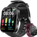 Smart Watch for Men Women (Answer/Make Call), 1.91" HD Screen Fitness Tracker with 110+ Sport Modes,IP68 Waterproof,Heart Rate/Sleep Monitor/Spo2/Pedometer,iOS Android Compatible (Black)