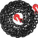 1/2 Chain Trailer Chains with Hooks, 12000 lbs Working Load, Grade 80 Tow Log Black E-Coat Chain for Truck Farm Construction (1/2 in x 16FT)