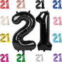 21 Balloon Number, Black Number 21st Birthday Balloons 40 Inch, 21 or 12 Years Old Black Birthday Decorations for Men Women Him Her, 21st Anniversary Decorations
