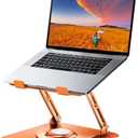 JOYEKY Laptop Stand for Desk, Adjustable Computer Stand with 360° Rotating Base, Ergonomic Laptop Riser for Collaborative Work, Foldable & Portable Laptop Stand, fits for All 10-16" Laptops (Orange)