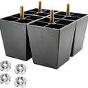 Murtenze 4Pack 3 inch Sofa Legs, Square Tapered Plastic Couch Legs Replacement Furniture Legs with M8 Hanger Bolts for Chair Sofa Dresser Cabinet Loveseats Ottoman Bed