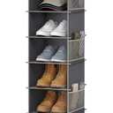 YOUDENOVA Upgraded Extra Wide Hanging Shoe Organizer for Closet, 8-Shelf Storage Organizer with 8 Side Pockets, Hanging Shoe Rack for Hats Clothes Jeans, Grey