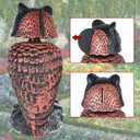 Hausse 2 Pack Fake Owl Decoy Bird Scarecrow Sculpture, Rotating Head Plastic Owl Bird Deterrents, Nature Enemy Horned Pest Repellent for Outdoor Garden Yard