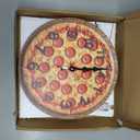 Pepperoni Pizza Clock Wall Decor Unique Home Kitchen Gift 2D 10 Inch Silent Wall Clock Battery Operated, Frameless Wooden Round Clock with Quartz Movement for Bathroom, Kitchen, Living Room, Bedroom