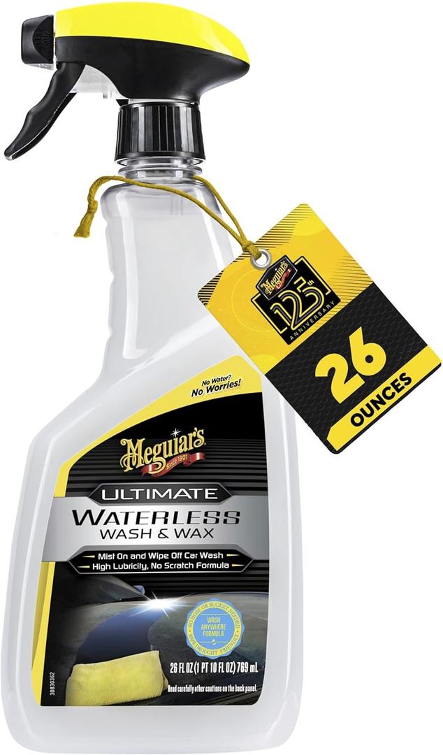 Meguiar's Ultimate Waterless Wash & Wax, Scratch-Free Waterless Car Cleaning Spray That Makes Detailing Quick and Easy, 2-in-1 Cleaner and Protection to Help Your Ride Shine, 26 Oz