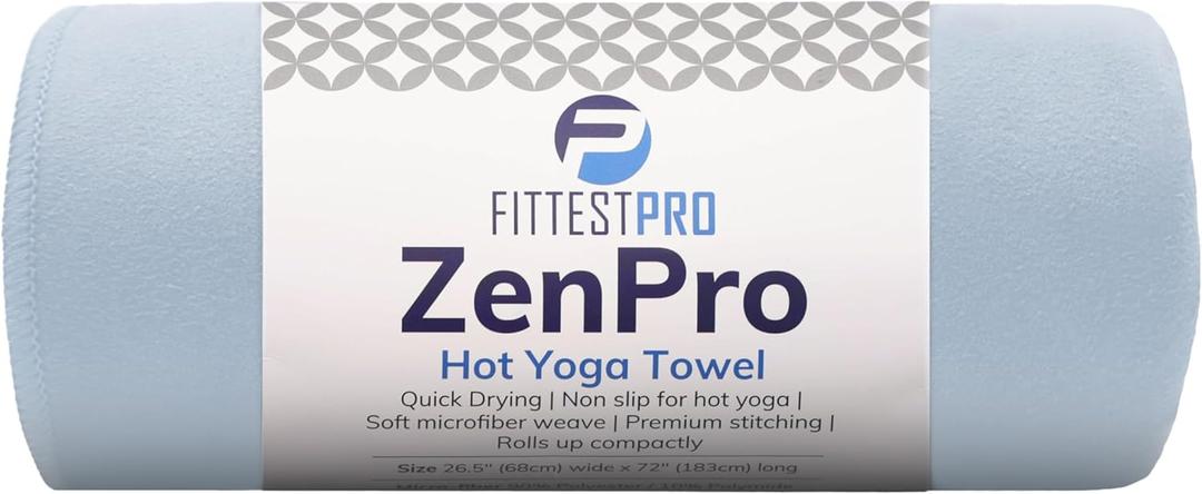 Fittest Pro Non-Slip Hot Yoga Towel with Super-Absorbent Soft Suede Microfiber in Many Colors, for Bikram Pilates and Yoga Mats. (72.00 x 26.50) Frosted Blue