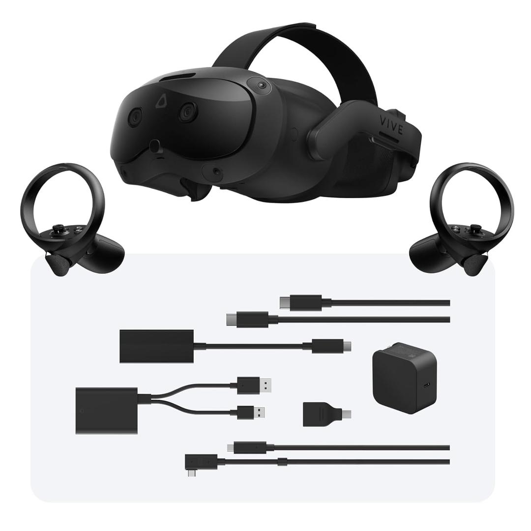HTC Vive Focus Vision Wired Bundle  XR Headset with DisplayPort PC VR Streaming Kit