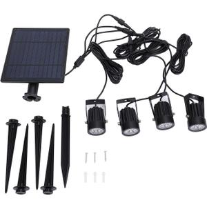 4-Pack Solar Spot Lights IP65 W aterproof 3000K Warm White Outdoor Landscape Lights with 270 Adjustable Heads Detachable Solar Panel for Garden Pathway