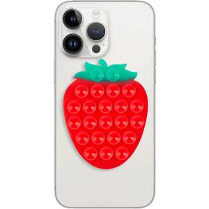 CIEO Silicone Phone Grip, Strong Suction, Fruit Shaped Phone Holder,Suitable for Selfies and Videos on Mirrors, bathrooms and Smooth Surfaces, Compatible with iPhone, Samsung.(Strawberry Shaped, red)