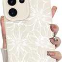 MZELQ for Samsung Galaxy S25 Ultra Case, Silicone White Floral Flowers Sunflowers Cute Pattern, Camera Protection Soft Slim Phone Case for Girls Women -White