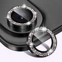 Matekxy for iPhone 17 Air Camera Lens Protector Glitter - Cute Girly Metal Individual Bling Ring Cover for Women, 9H Anti-Scratch Tempered Glass with Aluminum Edging, Space Black