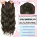Hair Toppers for Women, 20 Inch Hand Tied Breathable Toppers Hair pieces for Women with Thinning Crown Wispy Bangs Mix Human Hair Clip in Curly Lightweight Wiglets(Dark Chestnu Brown)