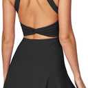 Heathyoga Tennis Dress with Built in Shorts and Bra Athletic Dress for Women Summer Cut Out Twisted Golf Workout Dress (X-Small, Black)