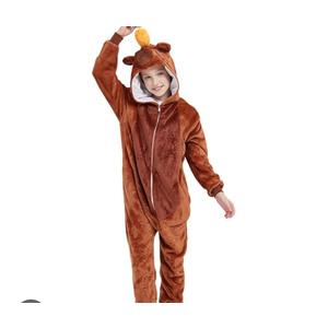 ABENCA Kids Deer Onesie Reindeer Costume Animal Girls Pajamas Christmas Halloween Cosplay Sleepwear, Size 130