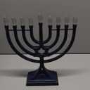 LED Electric Blue Hanukkah Menorah with Special Effects - Battery/USB Powered, Star of David, 4 Lighting/Blinking Modes, Large LED Bulbs, Chanukah Traditional Electric Menorahs - Navy Blue