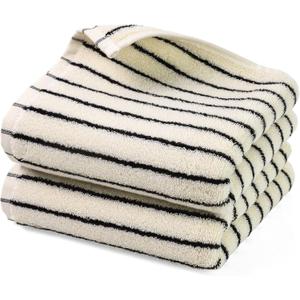Jacquotha Black and White Striped Hand Towels for Bathroom, Vintage Kitchen Decor, Guest Use, Adults & Kids, Natural Cotton, 14 x 29