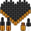 Didaey 200 Pcs Mini Glass Oil Dropper Bottle Bulk, Clear Essential Small Empty Bottles Sample Containers Perfume Liquid Vials with Cap for Traveling (2 ml,Amber)