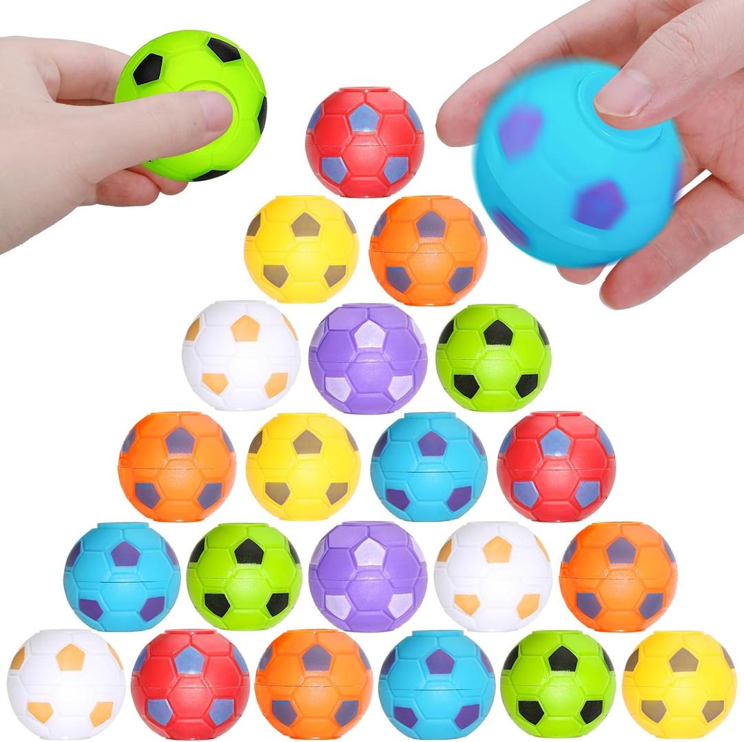 SCIONE 36 PCS Mini Fidget Spinners Soccer Ball Toys for Kids, Soccer Party Favors Goodie Bag Stuffers, Rotatable Soccer Finger Stress Balls for Classroom Prizes